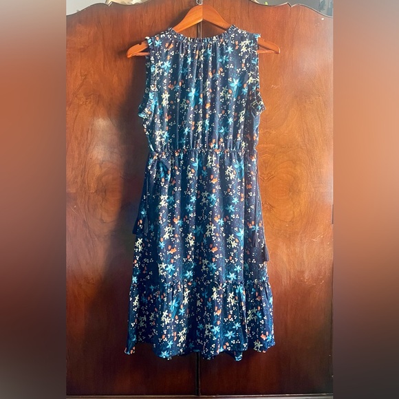 Gap Navy Floral Print Maternity Summer Sleeveless Midi Dress, Small - Picture 2 of 7